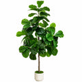 Pianta di Fico Lyrata Artificiale 150 cm con Vaso Bianco