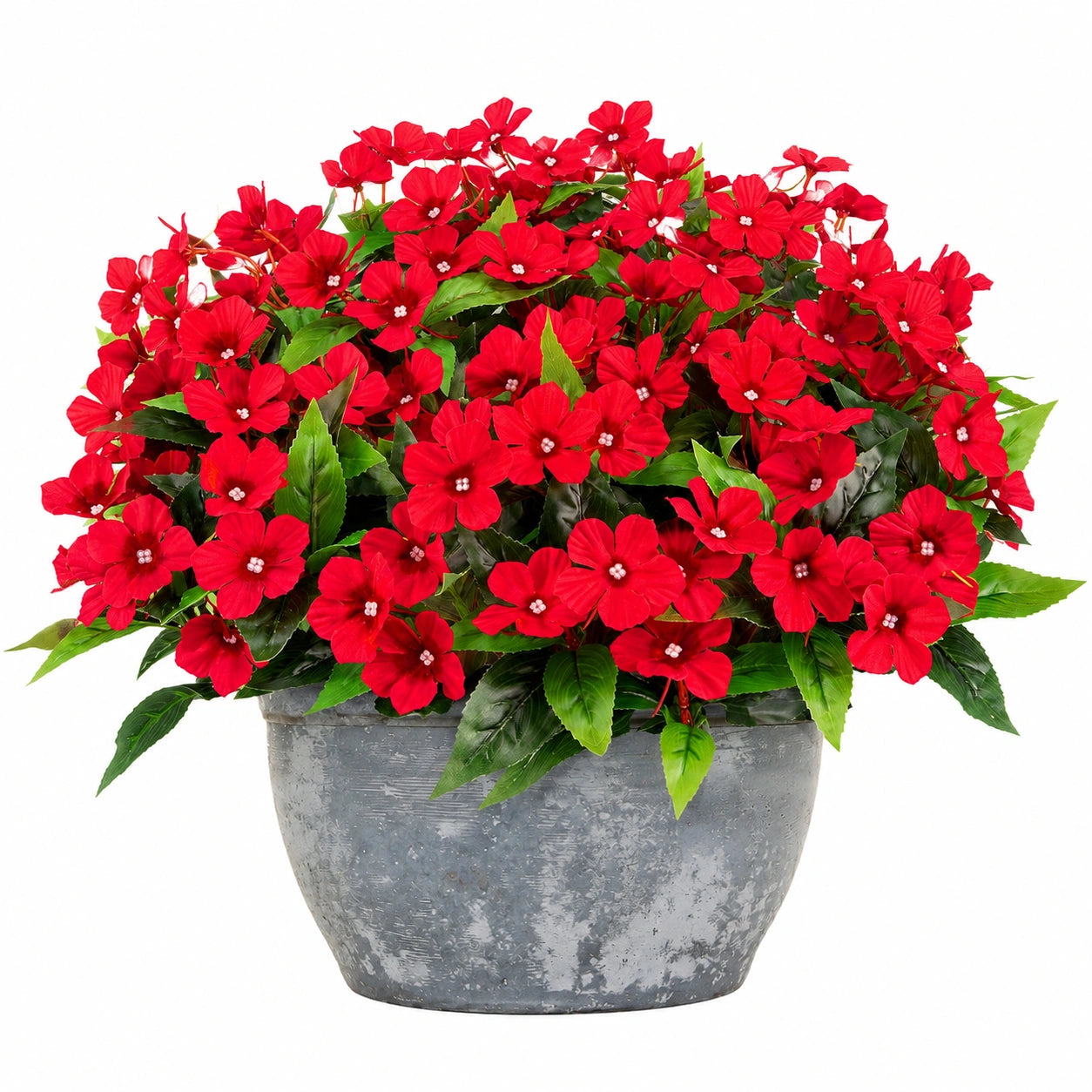 Fiori Artificiali Rossi in Vaso Decorativo