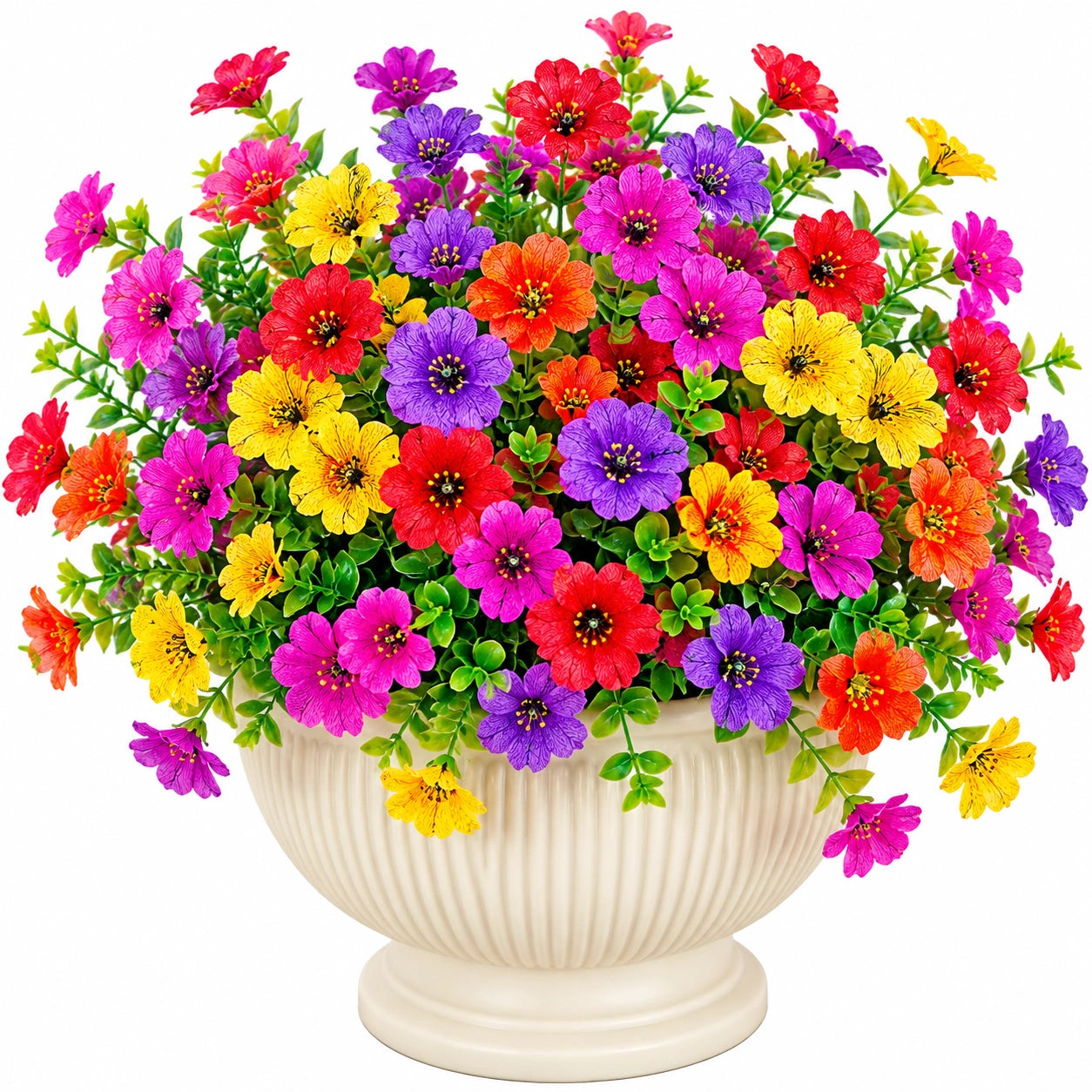 Pianta Decorativa con Fiori Artificiali Multicolore in Vaso