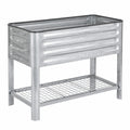 Fioriera Rialzata in Metallo Zincato Argento 80x40x78cm