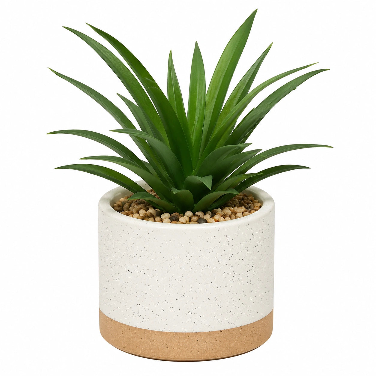 Pianta Grassa Artificiale in Vaso Verde Bianco e Marrone