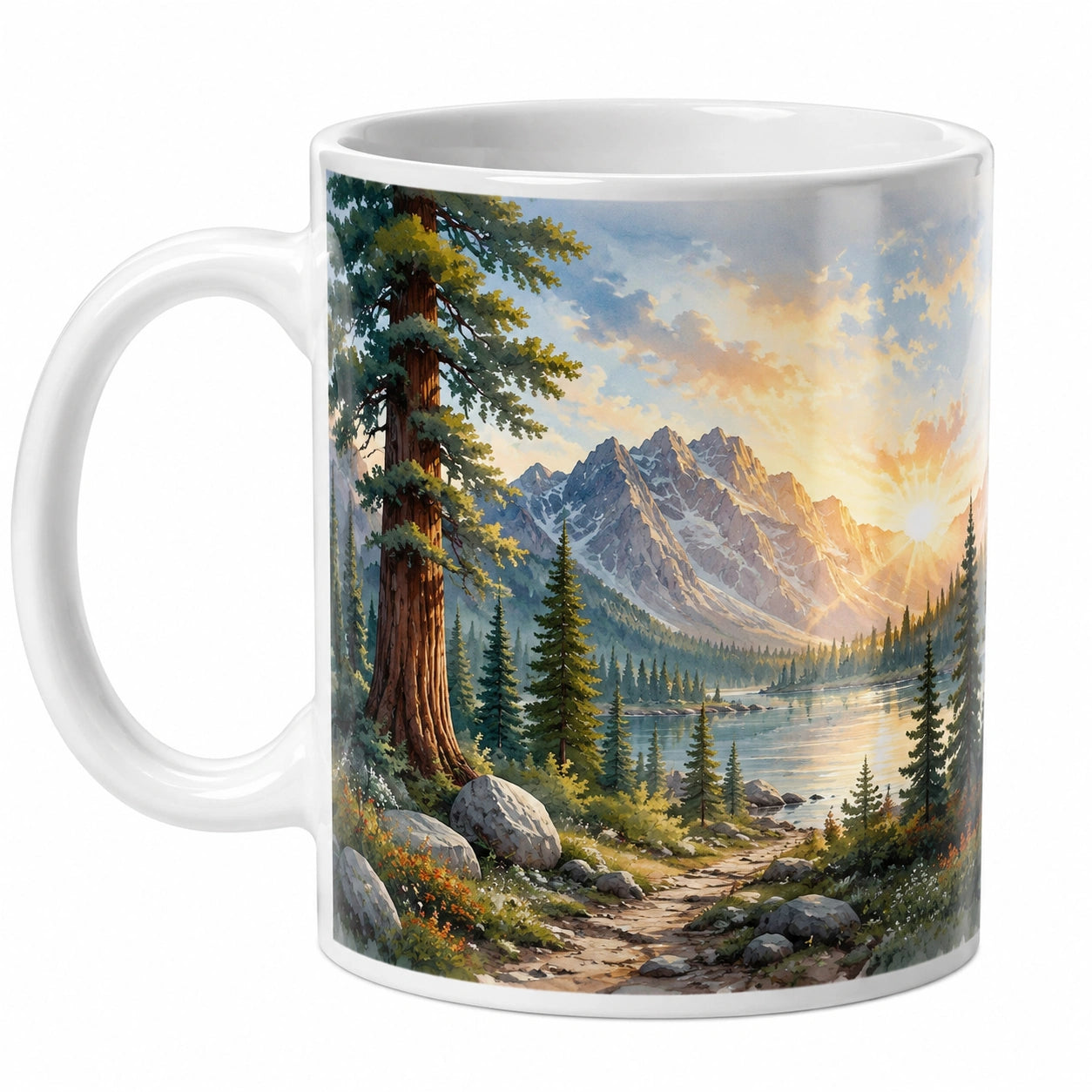 Tazza in Ceramica con Design Paesaggio Montano
