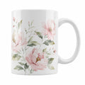 Tazza in Ceramica con Motivo Floreale - Bianco e Rosa, 350ml