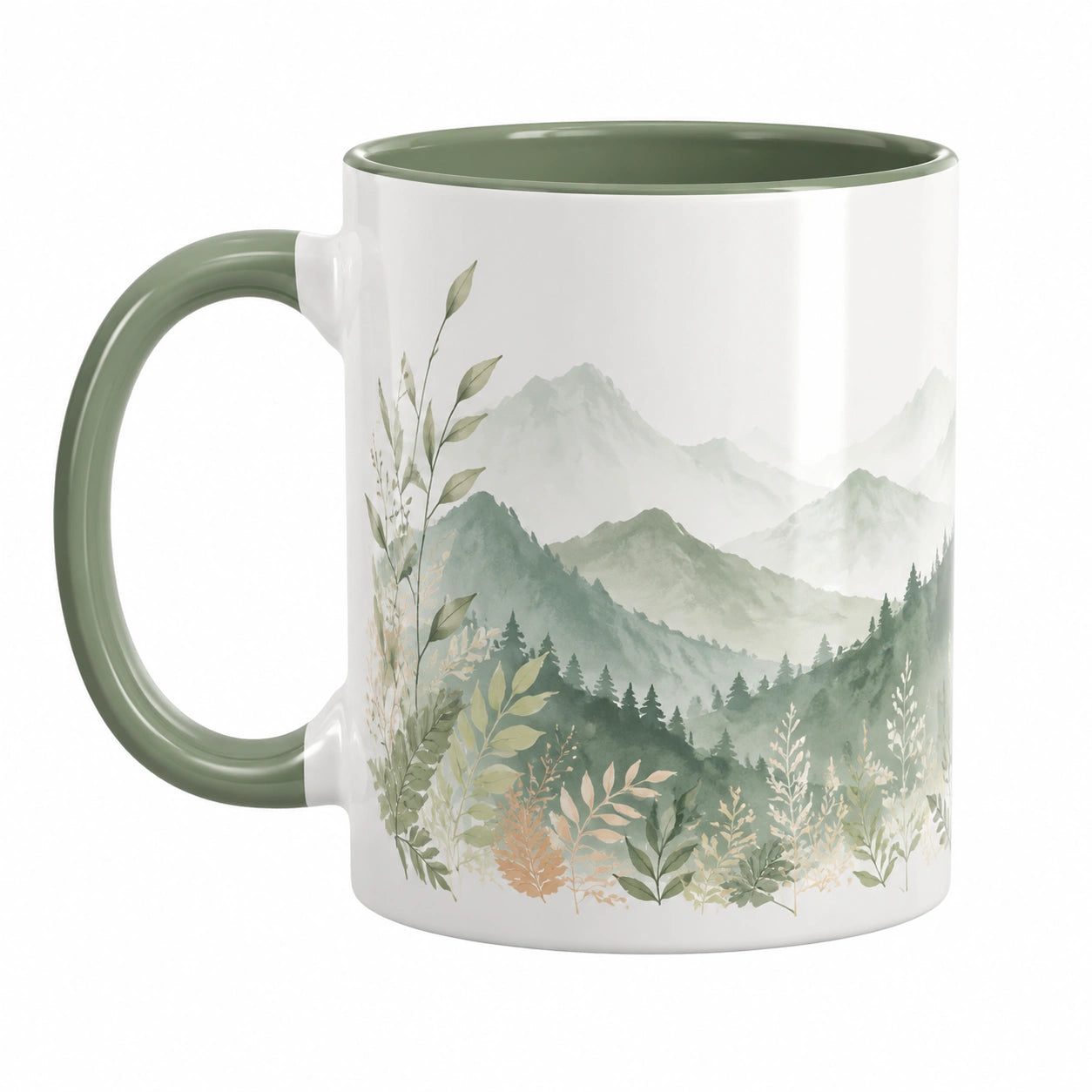 Tazza in Ceramica con Motivo Montano Verde 350ml