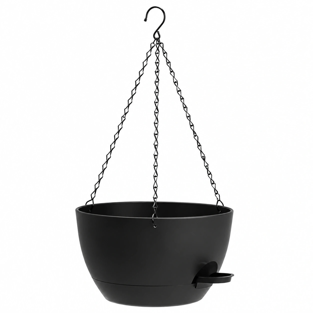 Vaso Sospeso Nero con Sistema di Drenaggio, 25x15 cm